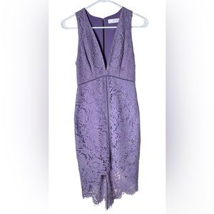 Astr the Label Caroline dress XS lace plunge front lavender lilac sexy stretch